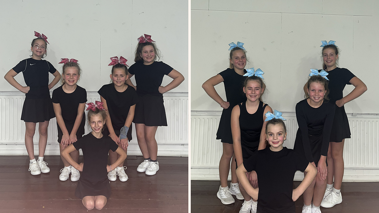 Gruppenfotos der 'Groupstunts' 'Sparkle Angels' und 'Sweet Angels'